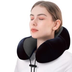 Neck Pillow for Travel – Memory Foam Travel Pillow for Flights, Train & Car – Neck Support Pillow for Sleeping – Travel Accessories for Men & Women