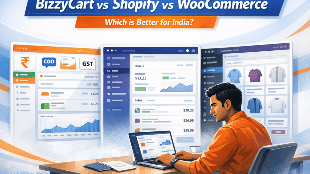 BizzyCart vs Shopify vs WooCommerce