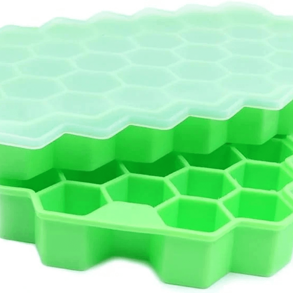 HONEYCOM with Lid – Pack of 1 Silicone Ice Cube Mold, Flexible 37 Ice Tray BPA Free, for Whiskey, Cocktail, Stackable & Safe Ice Cube Small Cubes Fridge Bar Soft Tray - Image 3
