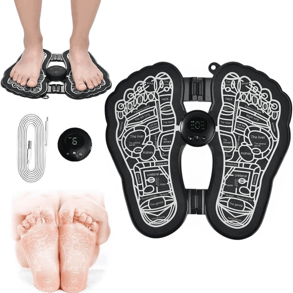 Foot Massager – Yogimooni Wireless EMS Massage Machine | Rechargeable, Portable & Foldable Design | 8 Modes & 19 Intensity Levels for Ultimate Pain Relief